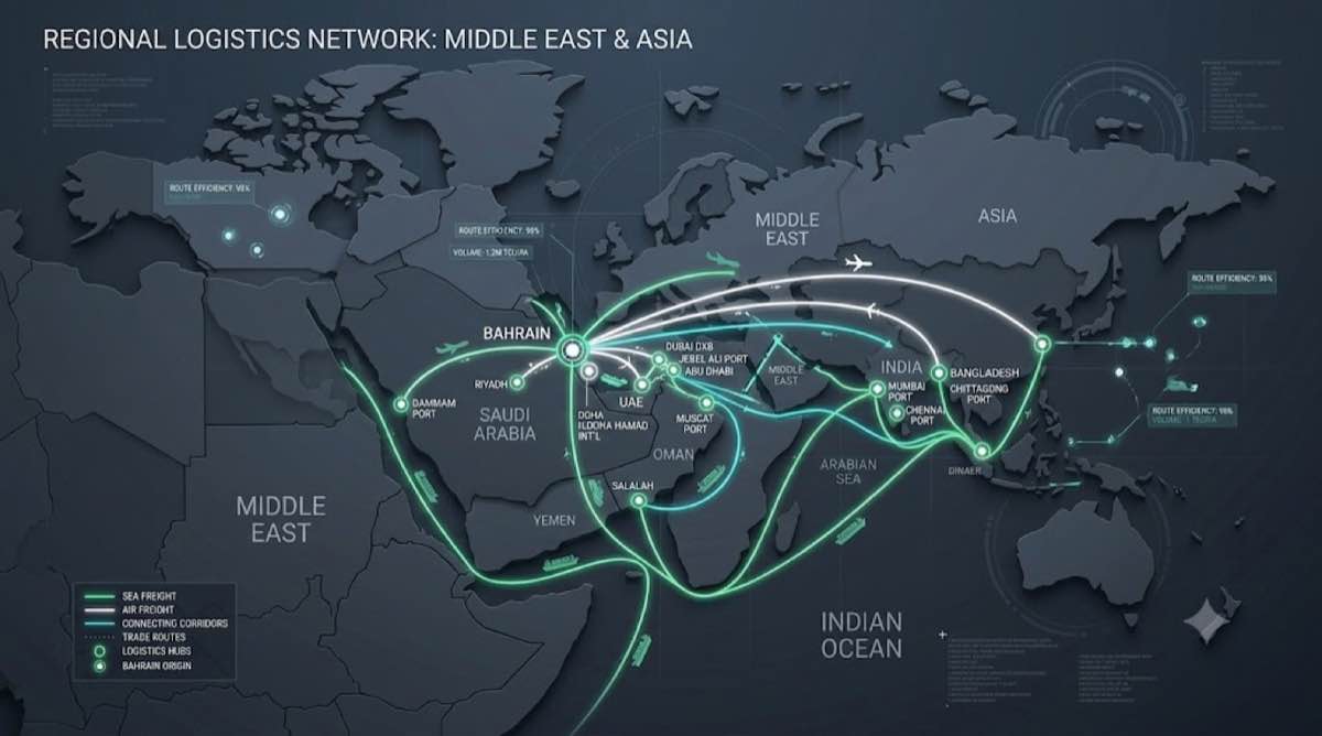 Regional Logistics Network: Middle East & Asia Map - Al Khat Al Hadidi Building Materials Tr. L.L.C.S.P